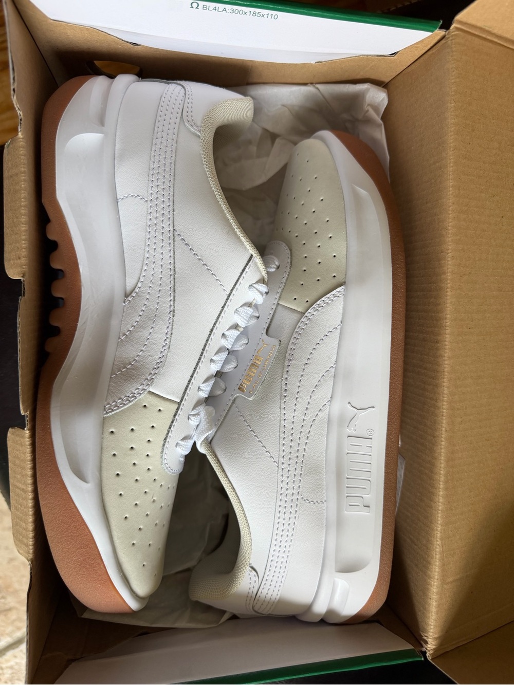 Puma Women’s White and Gum Platform Leather Sneakers